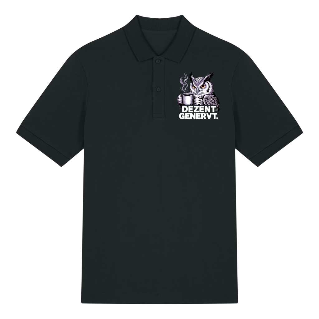 Dezent genervt Polo T-Shirt Schwarz Front