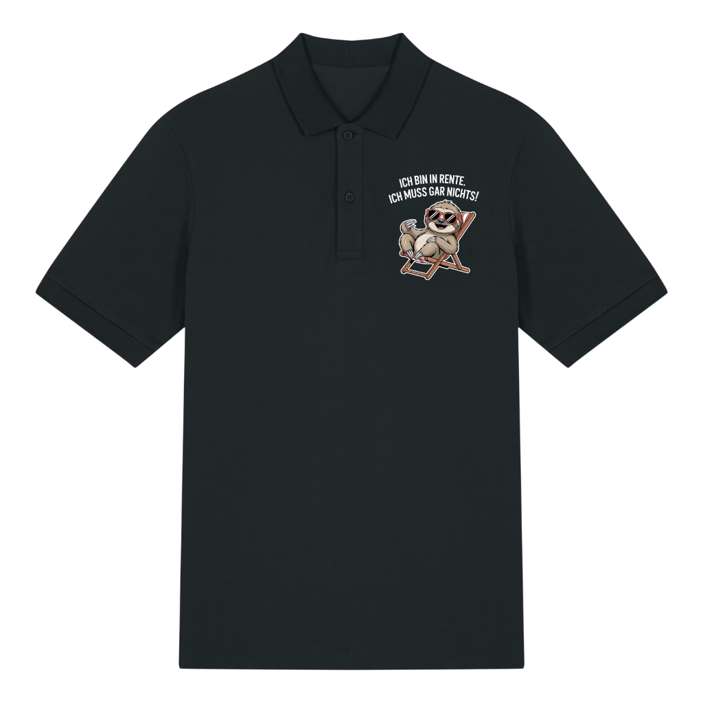 Rente Faultier Polo Schwarz Front