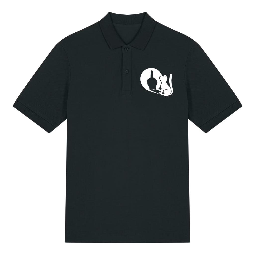 Sarkastische Katze Polo T-Shirt Schwarz Front