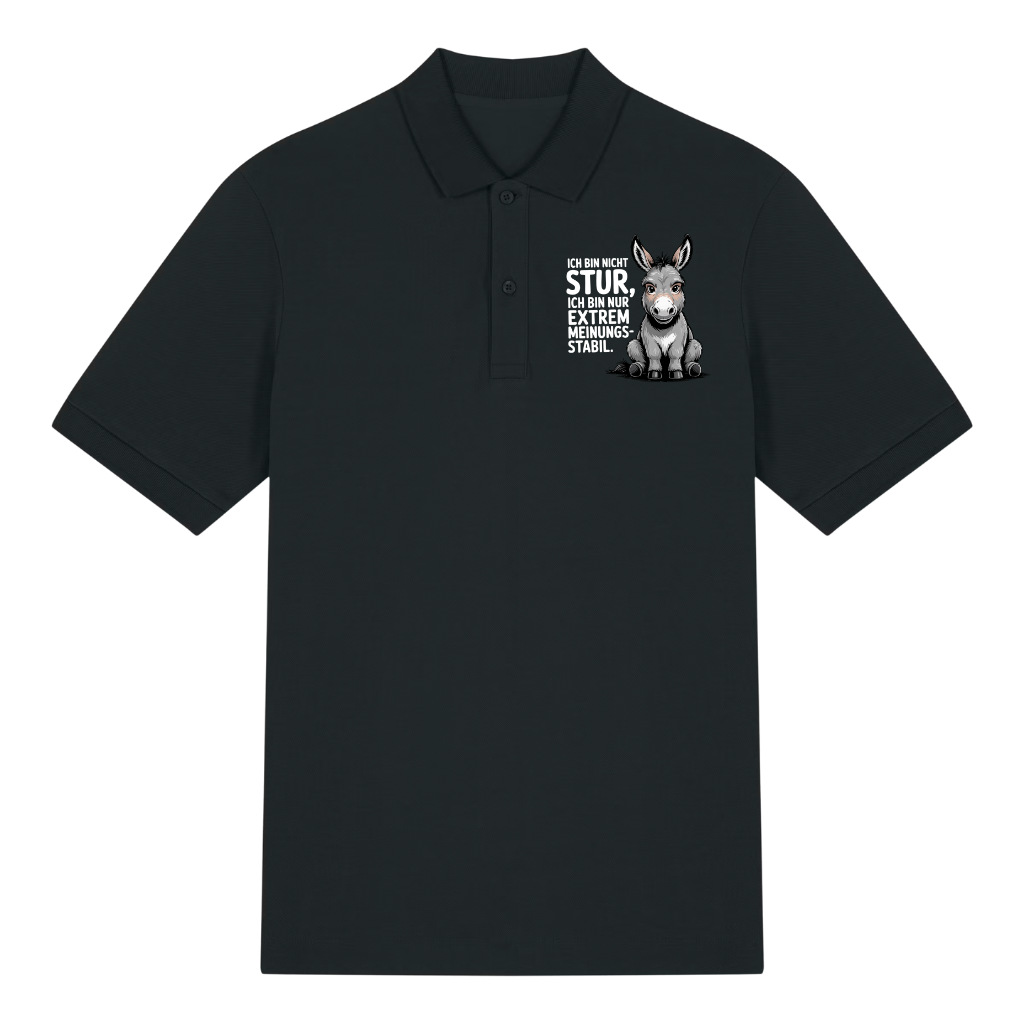 Sturer Esel Polo T-Shirt Schwarz Front