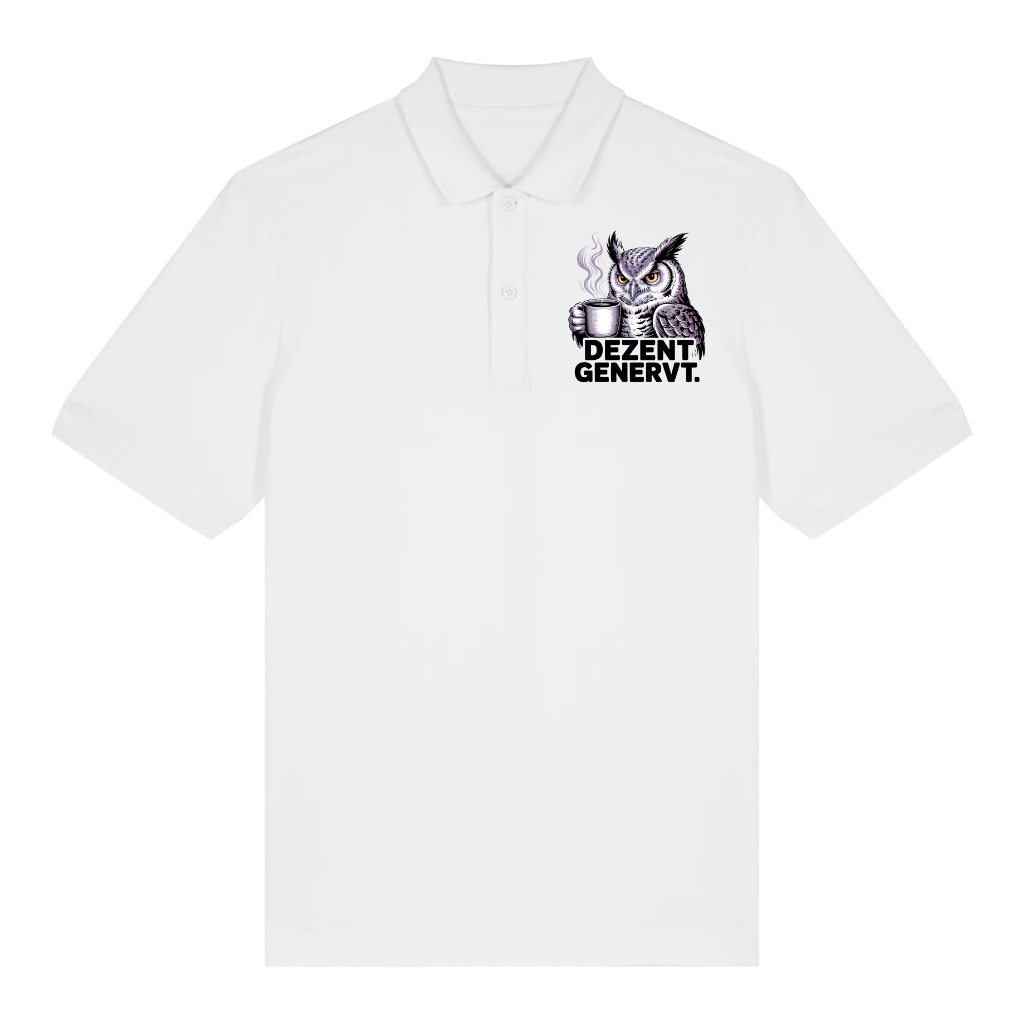 Dezent genervt Polo T-Shirt Weiß Front