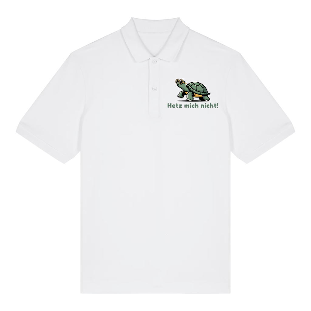 Hetz mich nicht Schildkröte Polo T-Shirt Weiß Front