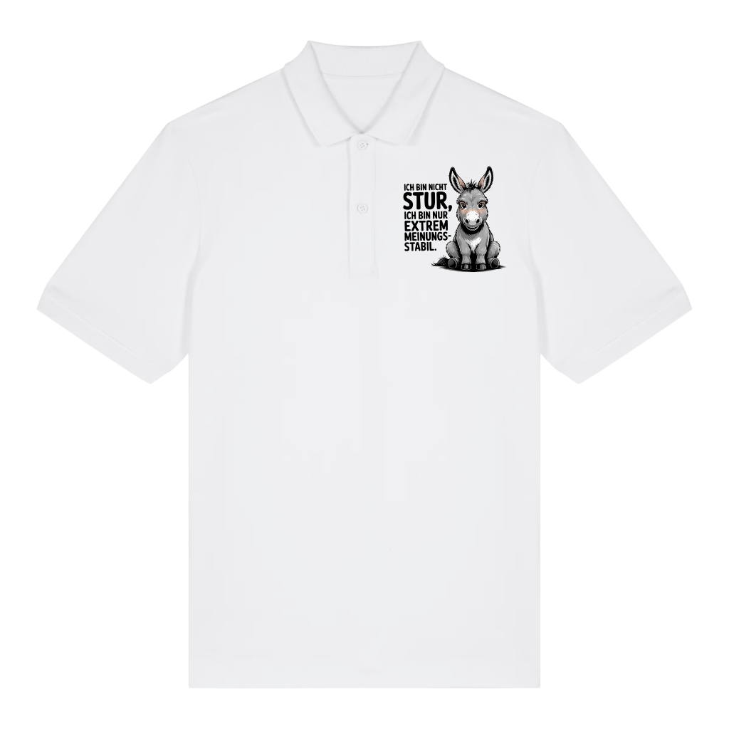 Sturer Esel Polo T-Shirt Weiß Front