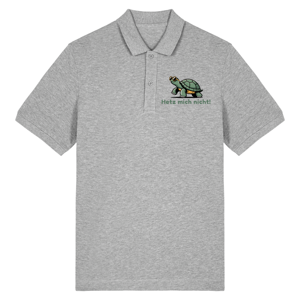 Hetz mich nicht Schildkröte Polo T-Shirt Grau Front