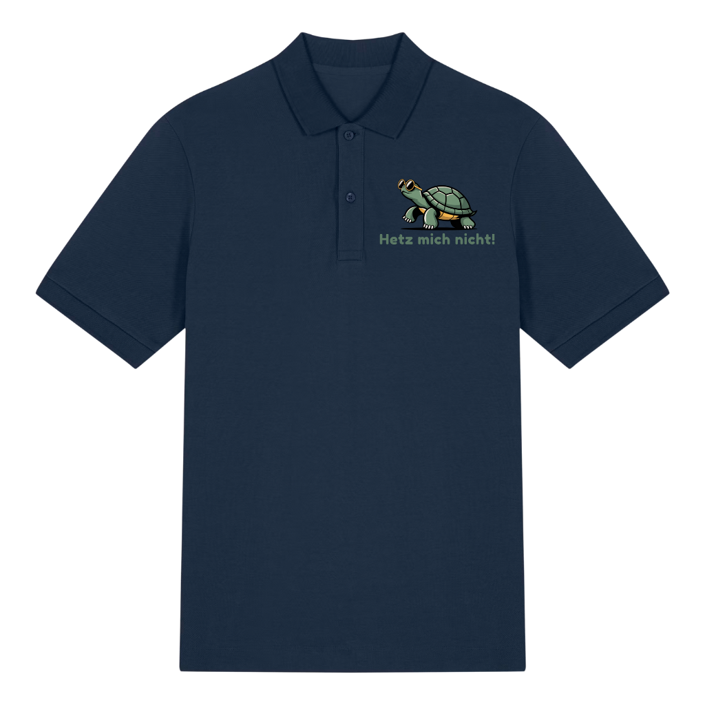 Hetz mich nicht Schildkröte Polo T-Shirt Navy Front
