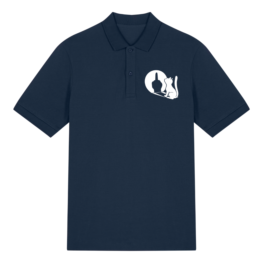 Sarkastische Katze Polo T-Shirt Navy Front