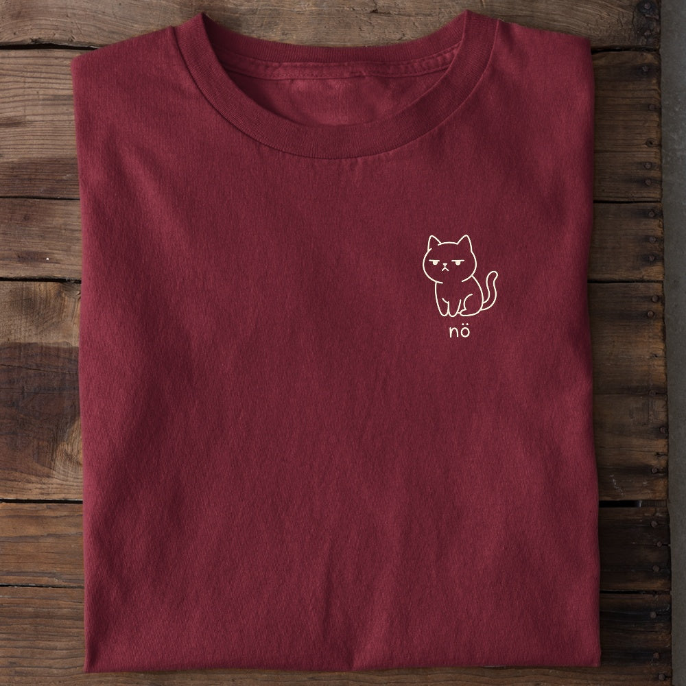 Unisex Bio-T-Shirt von Beyond Humor mit gelassener Katze und dem Spruch 'Nö'