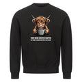 Lustiges Sweatshirt mit Spruch Erster Kaffe, Vorderansicht