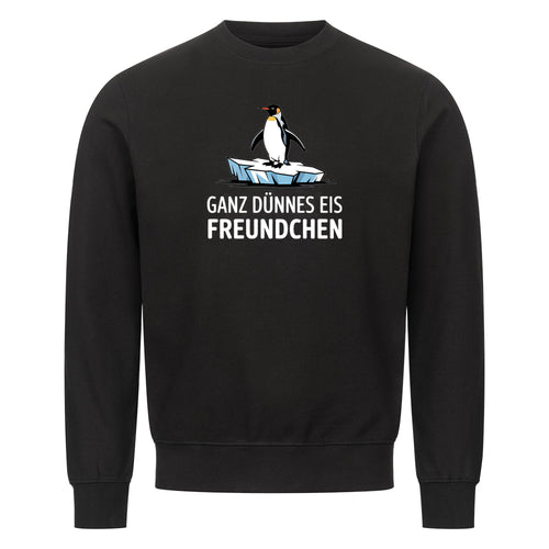 Lustiges Sweatshirt mit Spruch Dünnes Eis Freundchen, Vorderansicht