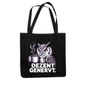 Dezent genervt Tragetasche in Schwarz mit genervter Eule und Kaffee