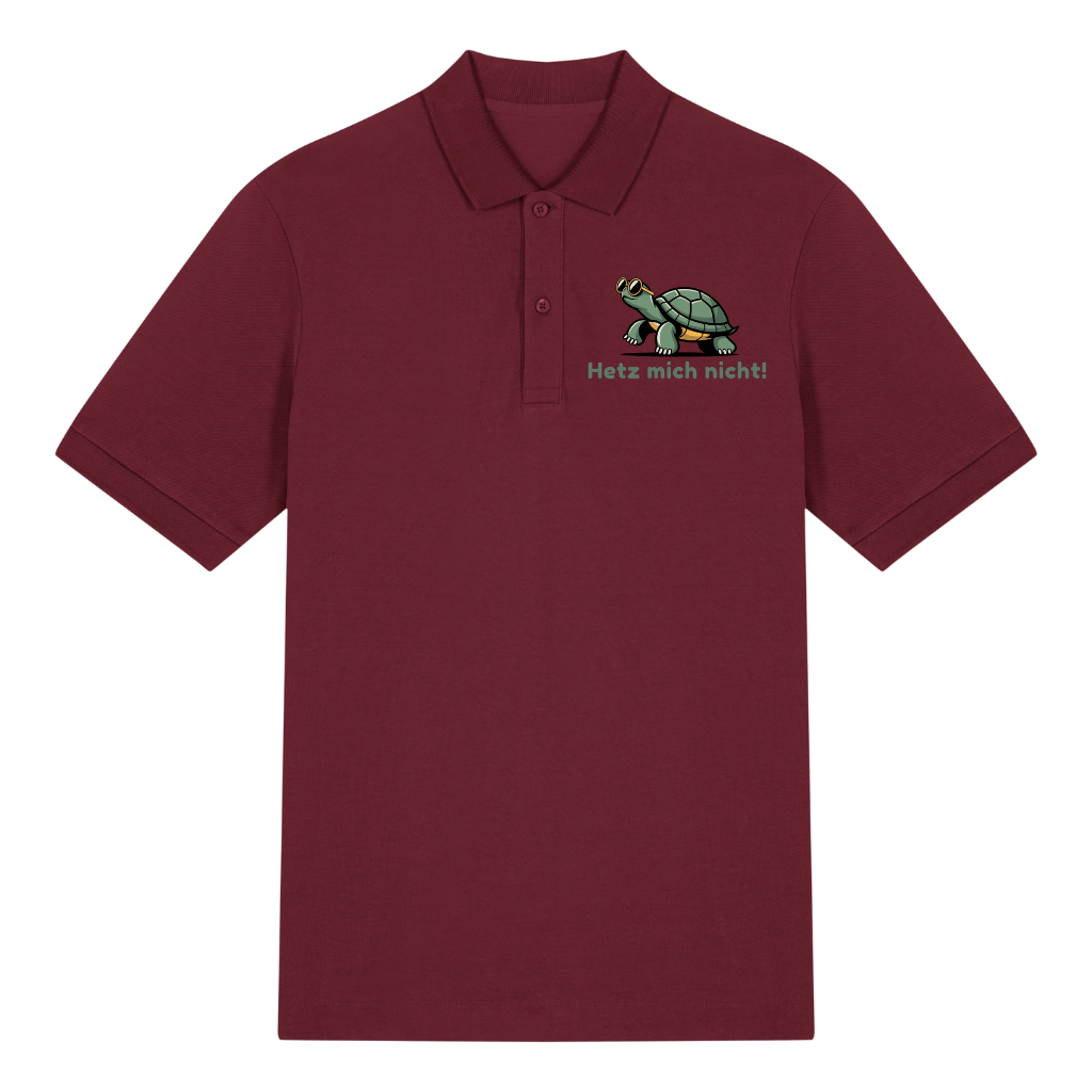 Hetz mich nicht Schildkröte Polo T-Shirt Burgunder Front