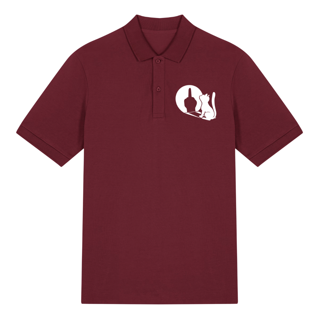Sarkastische Katze Polo T-Shirt Burgunder Front