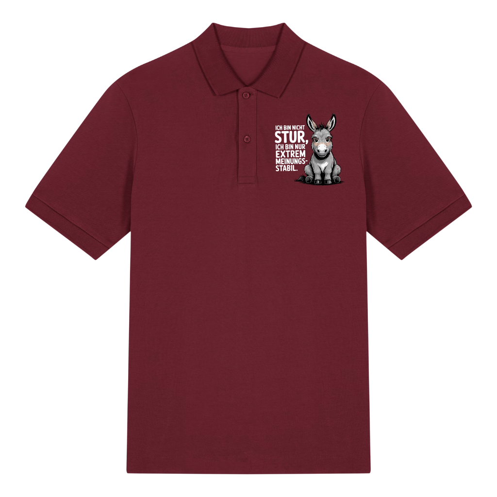 Sturer Esel Polo T-Shirt Burgunder Front