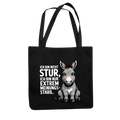 Sturer Esel Tragetasche in Schwarz mit Esel-Motiv und lustigem Spruch
