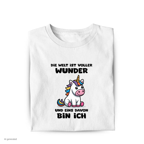 Lustiges T-Shirt mit Spruch Die Welt ist voller Wunder, Vorderansicht