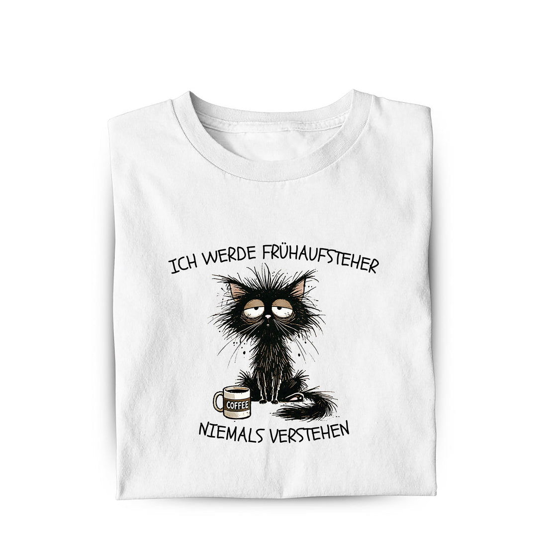Lustiges T-Shirt mit Spruch Frühaufsteher, Vorderansicht