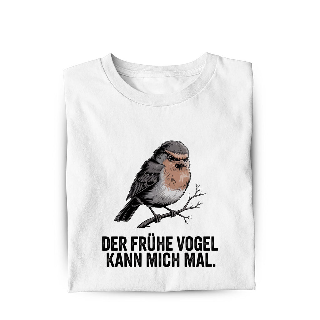 Lustiges T-Shirt mit Spruch Frühe Vogel Spatz, Vorderansicht