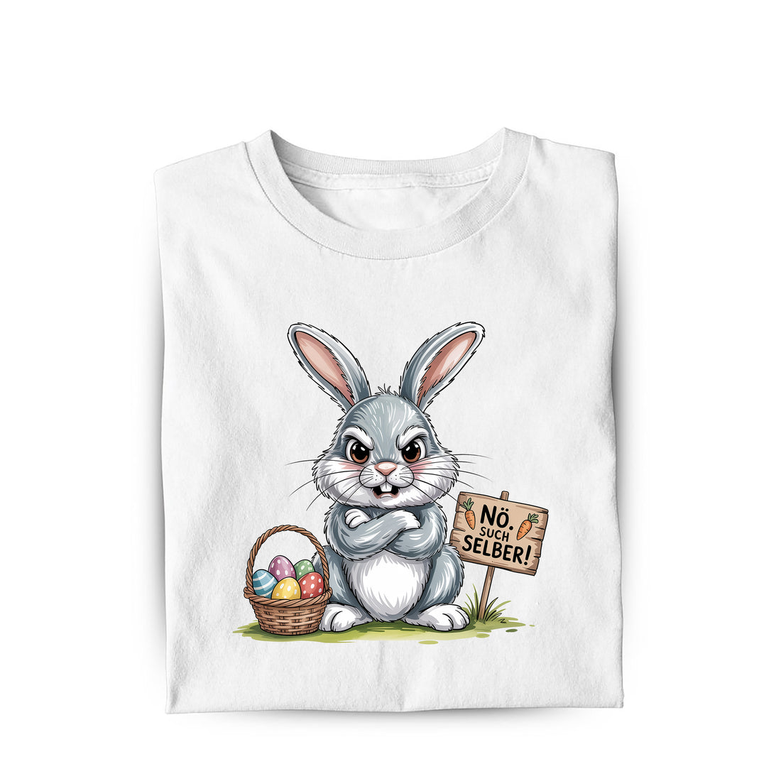 Lustiges T-Shirt mit Spruch Nö Osterhase, Vorderansicht