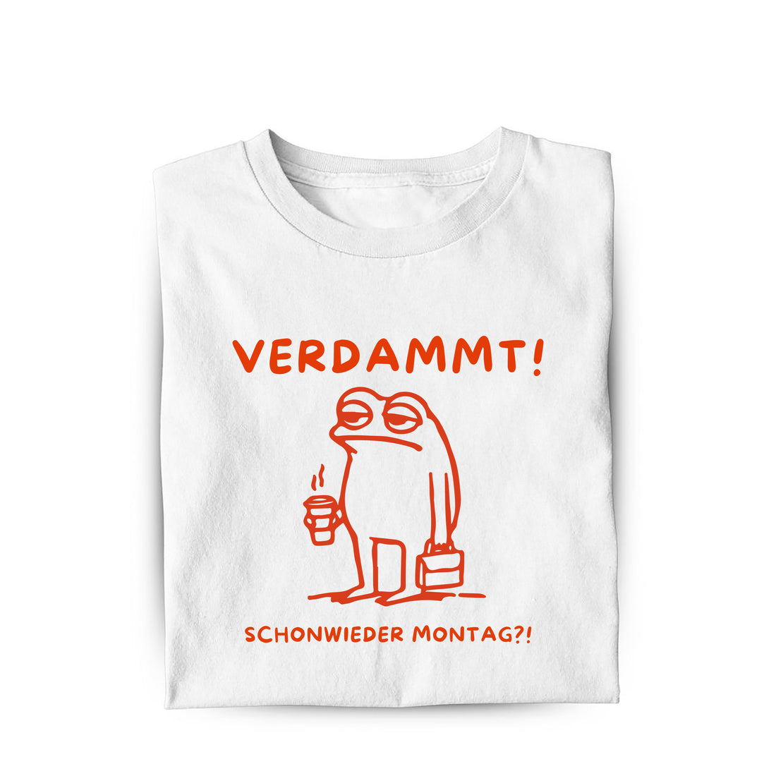 Lustiges T-Shirt mit Spruch Verdammt Montag Frosch, Vorderansicht