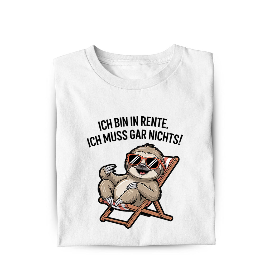 Lustiges Bio T-Shirt mit Spruch Rente Faultier, Vorderansicht