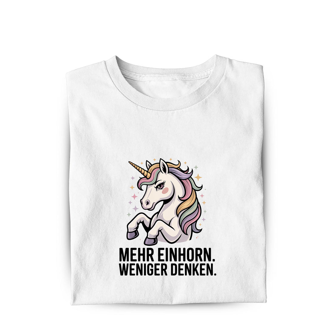 Lustiges T-Shirt mit Spruch Mehr Einhorn, Vorderansicht