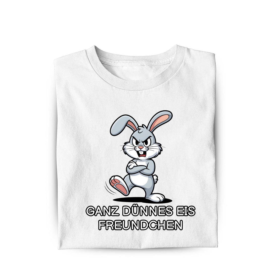 Lustiges T-Shirt mit Spruch Ganz dünnes Eis Hase, Vorderansicht