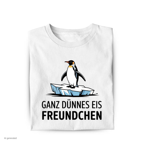 Lustiges Bio T-Shirt mit Spruch Dünnes Eis Freundchen, Vorderansicht
