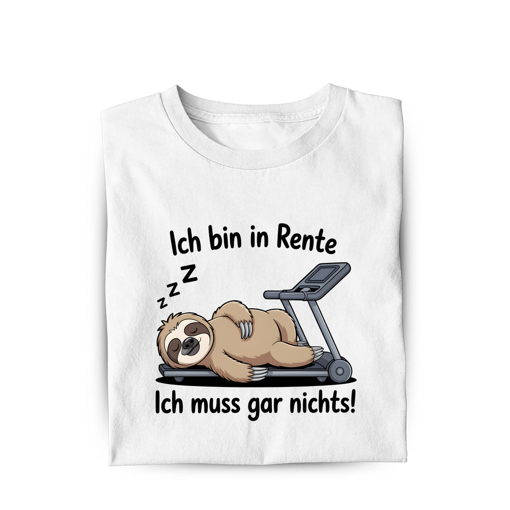 Lustiges T-Shirt mit Spruch Ich bin in Rente Laufband, Vorderansicht