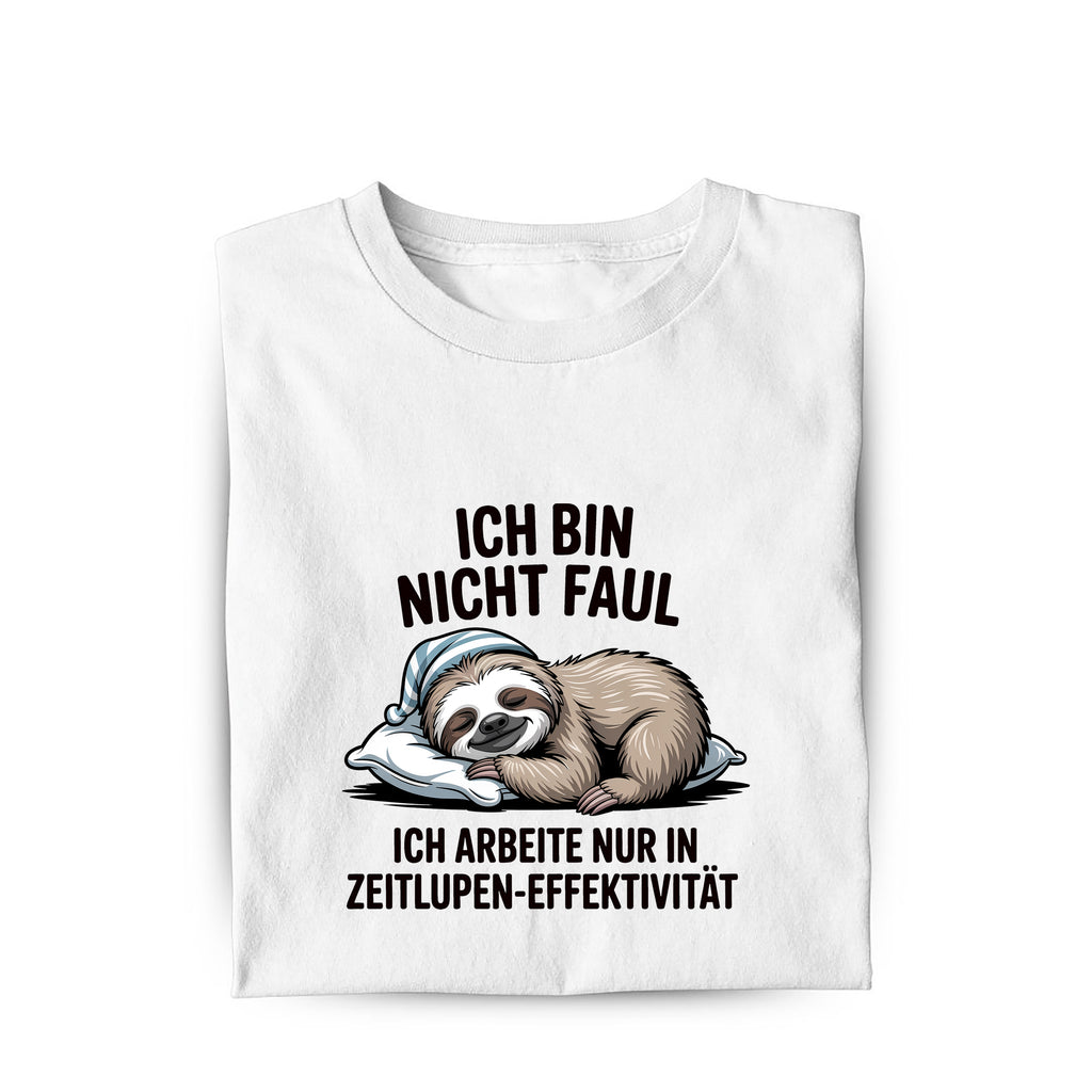 Lustiges T-Shirt mit Spruch Zeitlupen Effektivität, Vorderansicht