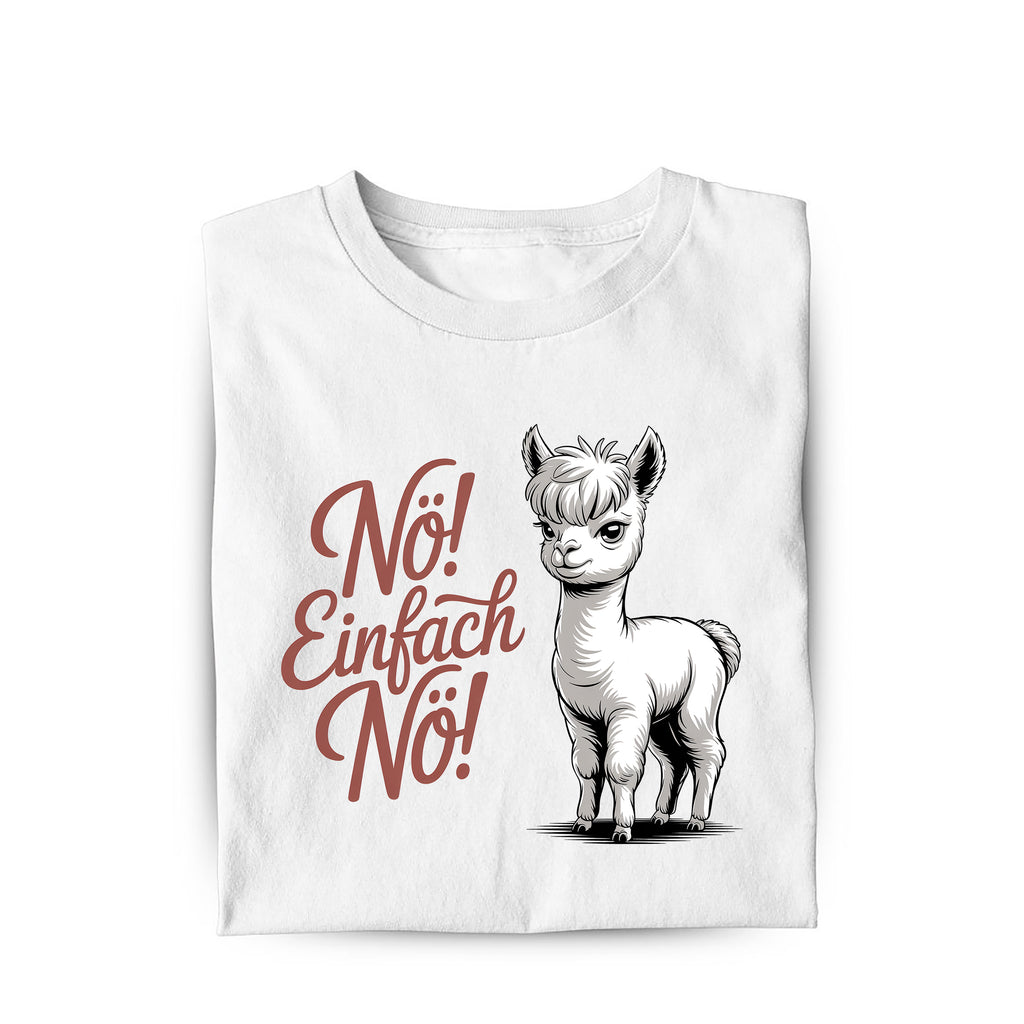 Lustiges T-Shirt mit Spruch Nö Alpaka, Vorderansicht