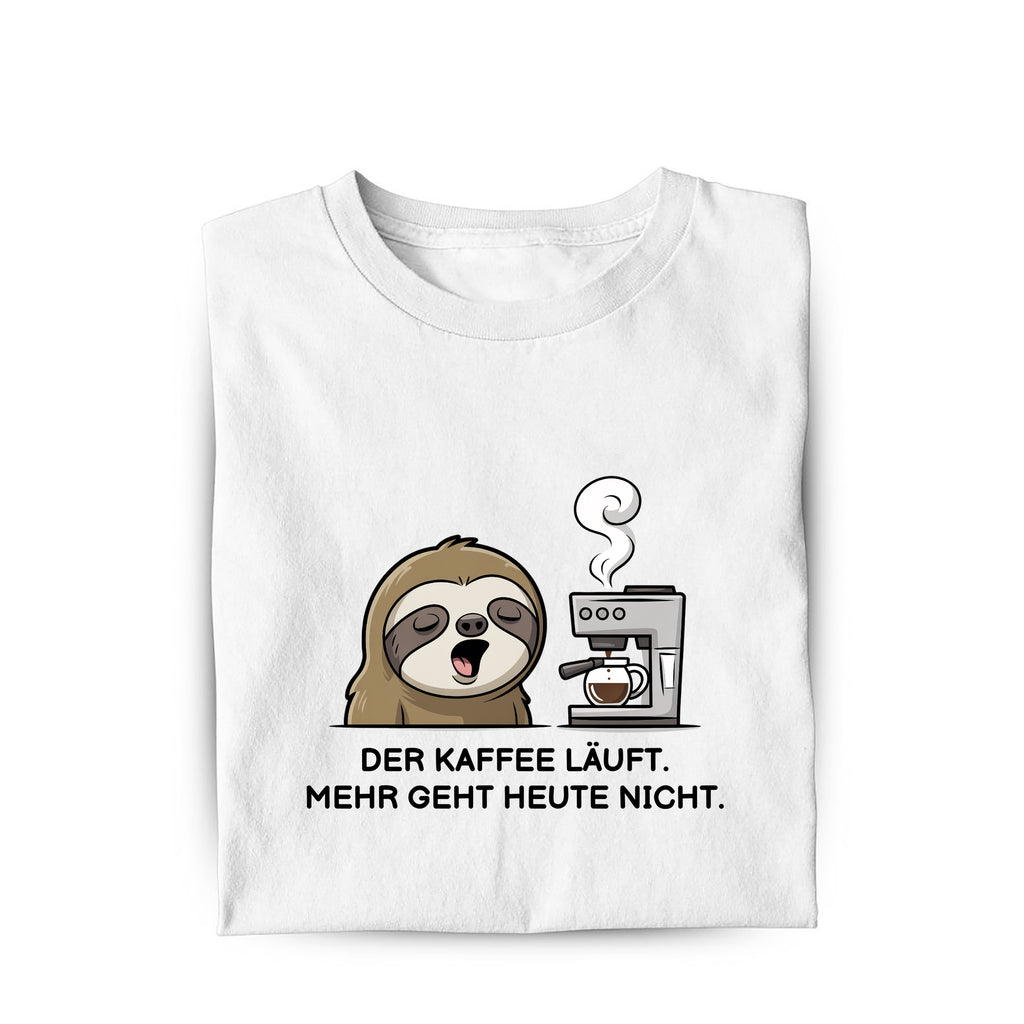 Lustiges T-Shirt mit Spruch Der Kaffee läuft Faultier, Vorderansicht