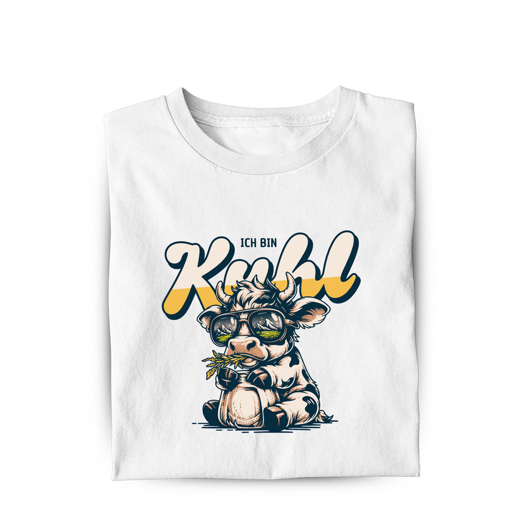 Lustiges T-Shirt mit Spruch Ich bin kuhl, Vorderansicht