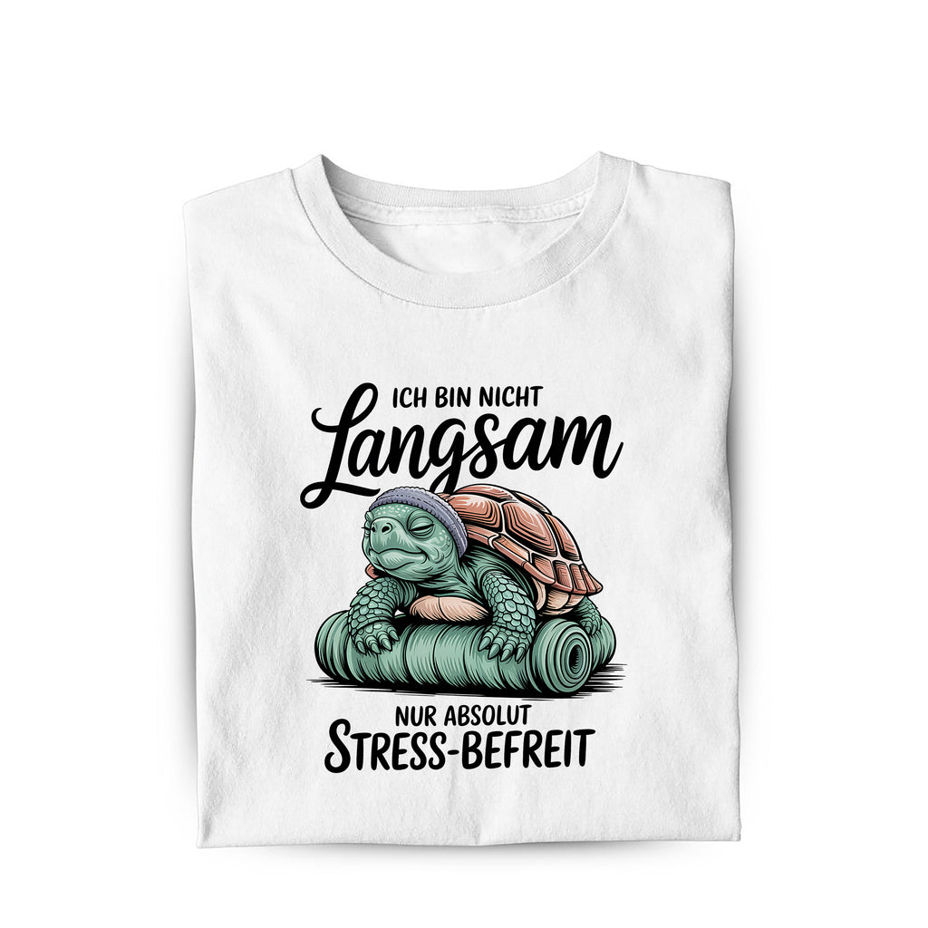 Lustiges T-Shirt mit Spruch Stressbefreit, Vorderansicht