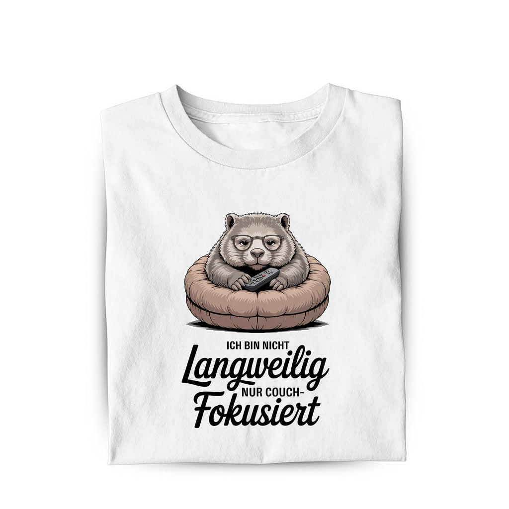 Lustiges T-Shirt mit Spruch Couch - fokussiert, Vorderansicht