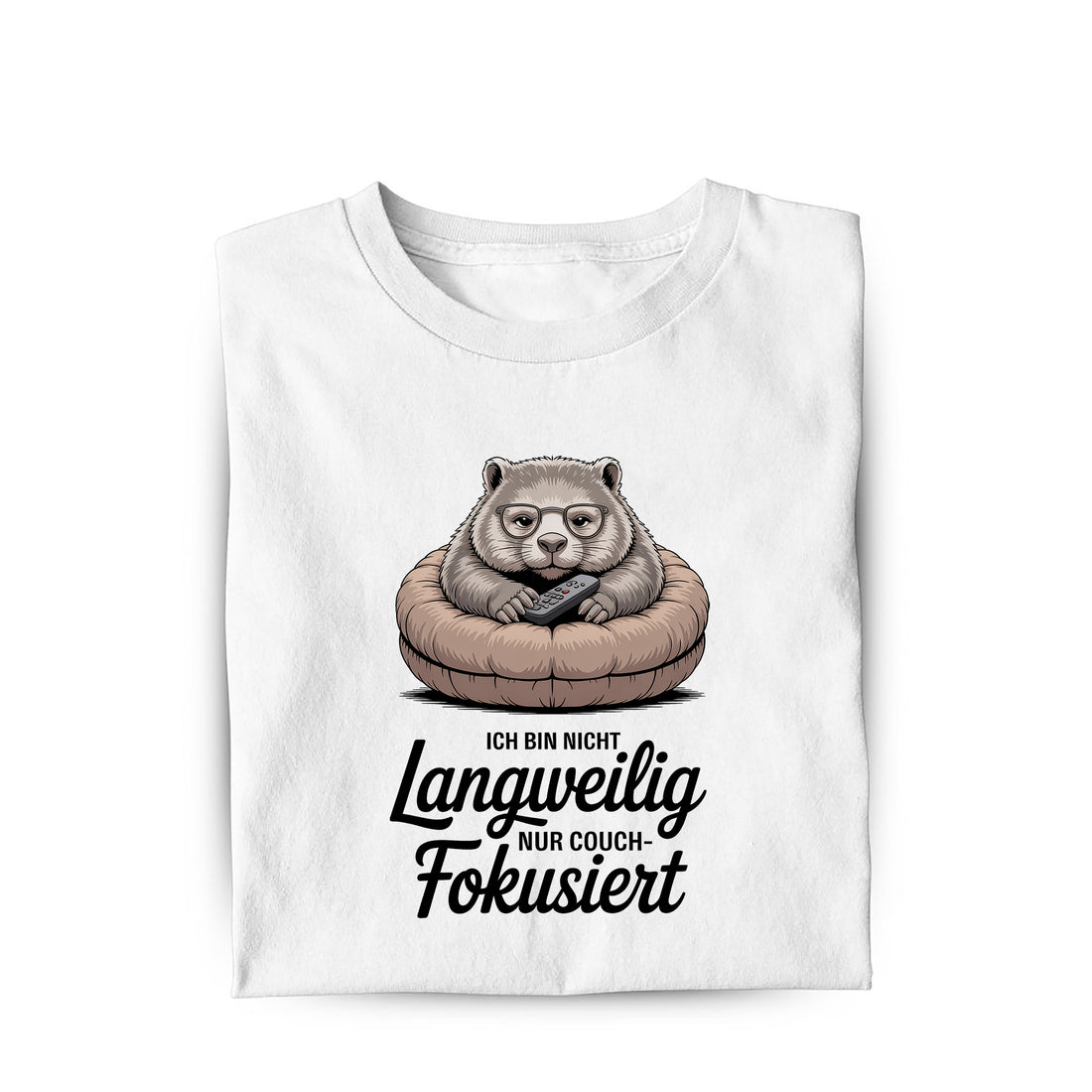Lustiges T-Shirt mit Spruch Couch - fokussiert, Vorderansicht