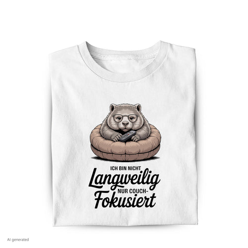 Lustiges T-Shirt mit Spruch Couch - fokussiert, Vorderansicht