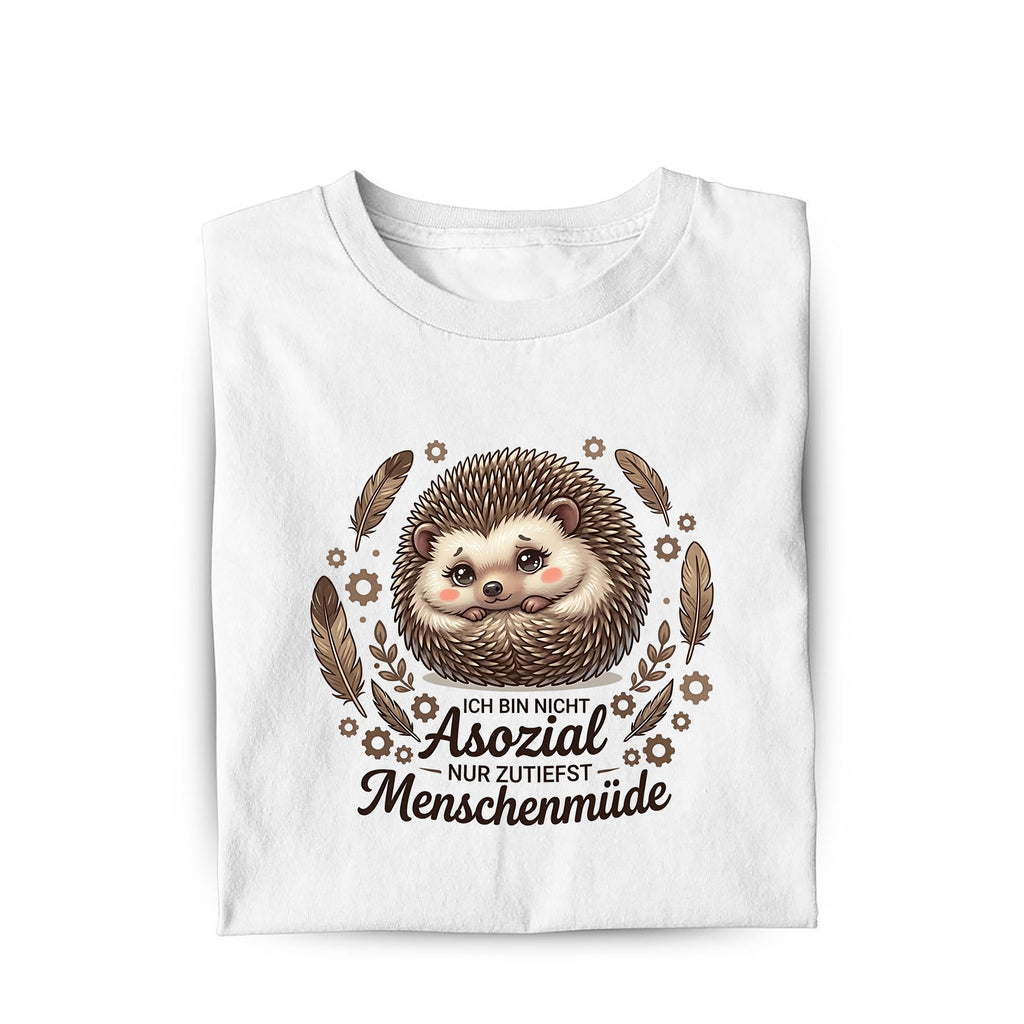 Lustiges T-Shirt mit Spruch Menschenmüde, Vorderansicht