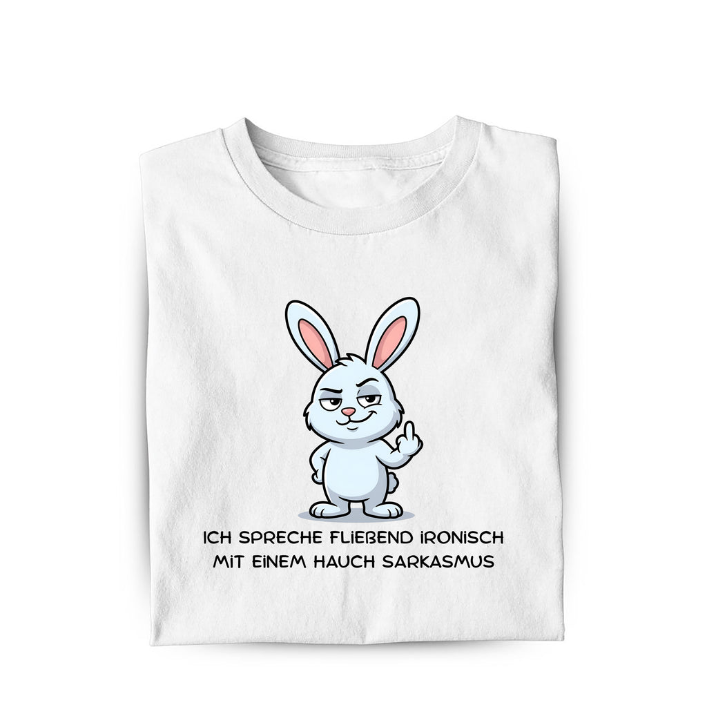 Lustiges T-Shirt mit Spruch Ironisch mit einem Hauch Sarkasmus, Vorderansicht