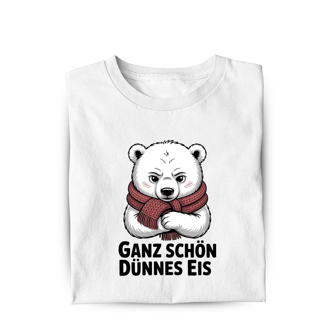 Lustiges T-Shirt mit Spruch Dünnes Eis Eisbär, Vorderansicht