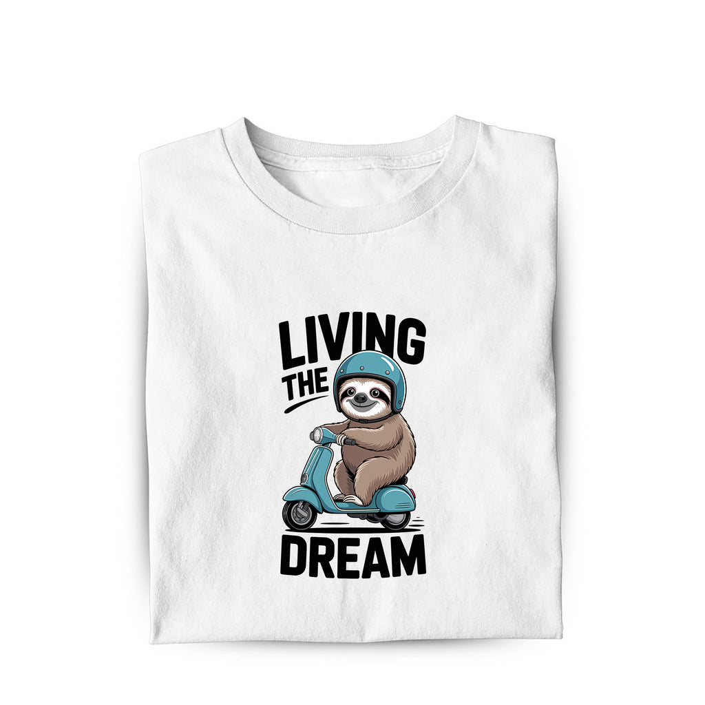 Lustiges T-Shirt mit Spruch Living the dream, Vorderansicht