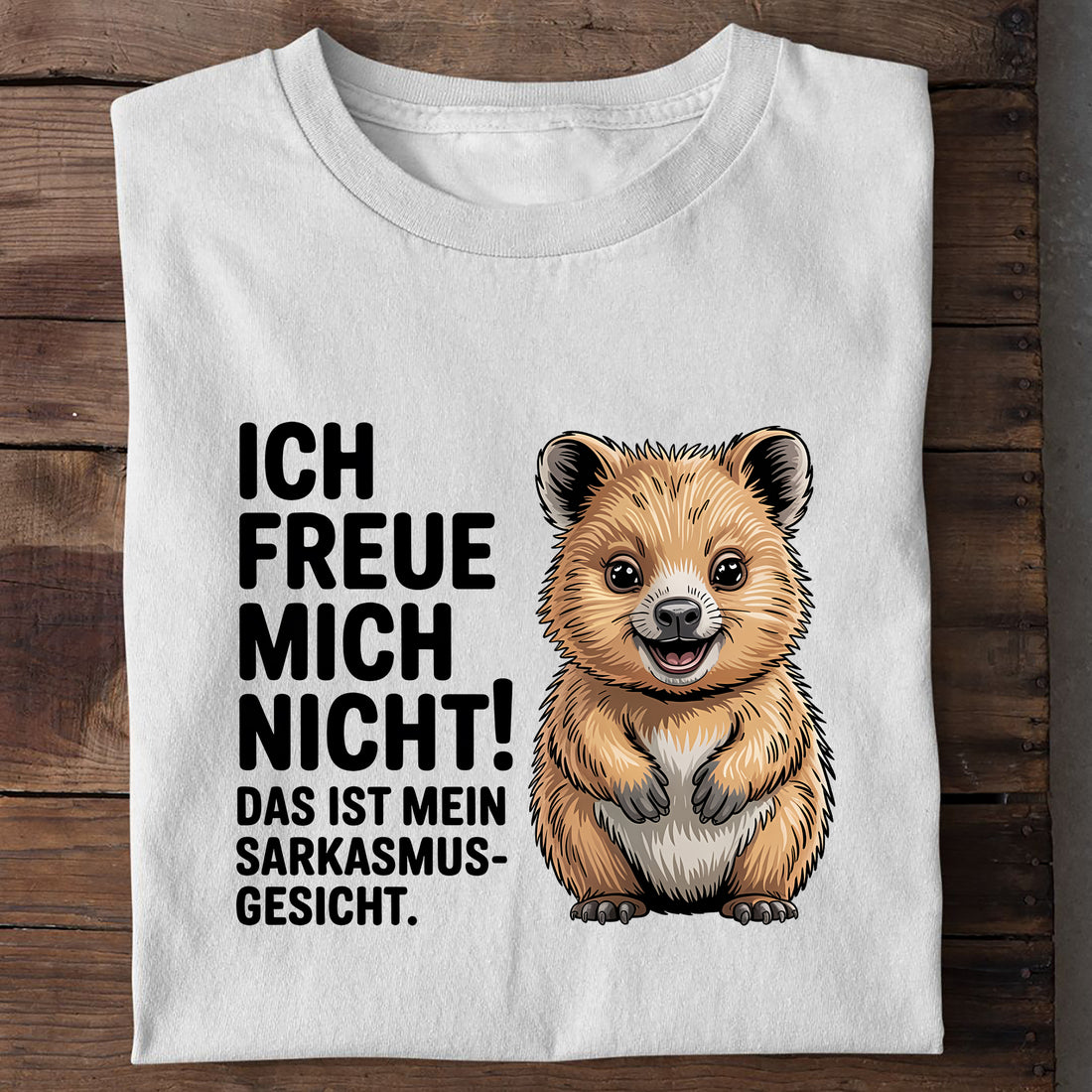 T-Shirt Sarkasmus Gesicht, Detailansicht