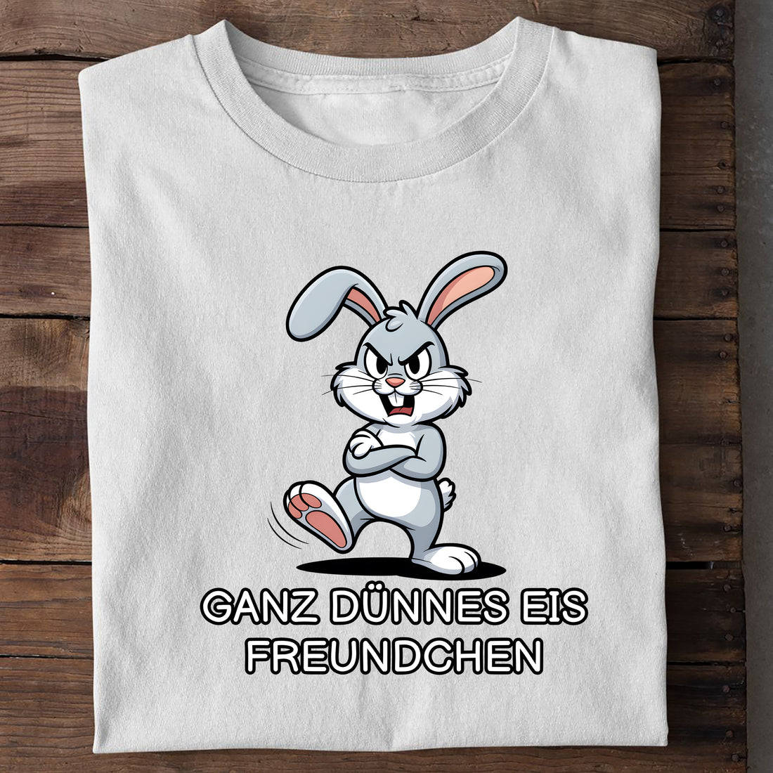 T-Shirt Ganz dünnes Eis Hase, Detailansicht