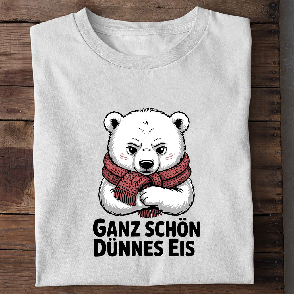 T-Shirt Dünnes Eis Eisbär, Detailansicht