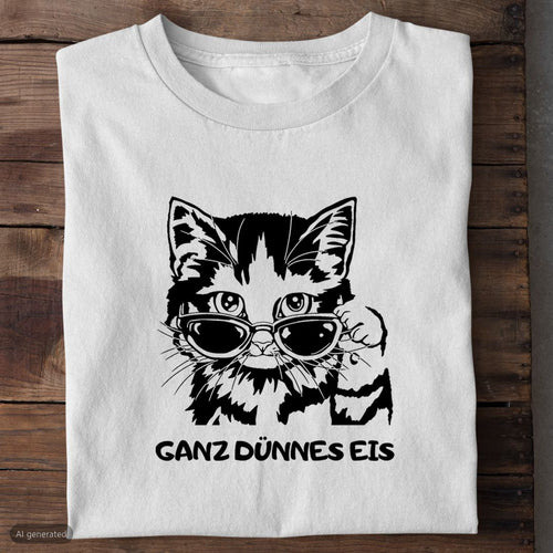 T-Shirt Dünnes Eis Katze, Motivansicht