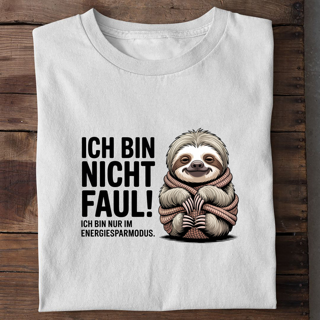 T-Shirt Ich Bin Nicht Faul, Detailansicht