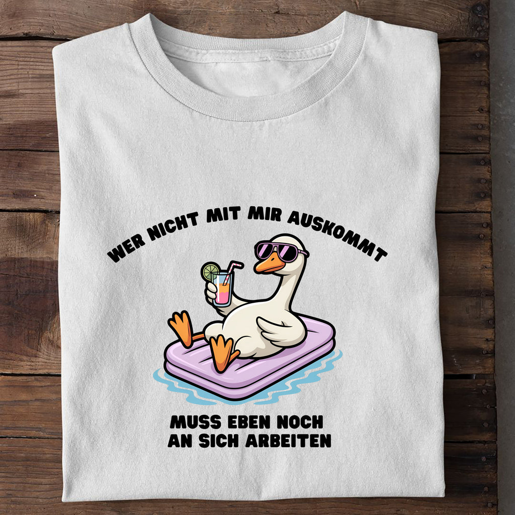 Bio T-Shirt Wer nicht mit mir auskommt, Detailansicht