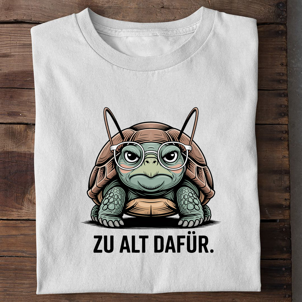 T-Shirt Zu Alt dafür, getragen