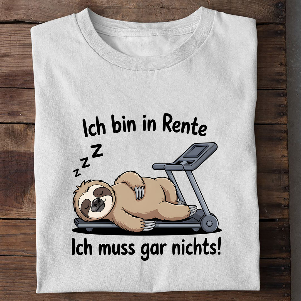 T-Shirt Ich bin in Rente Laufband, Detailansicht