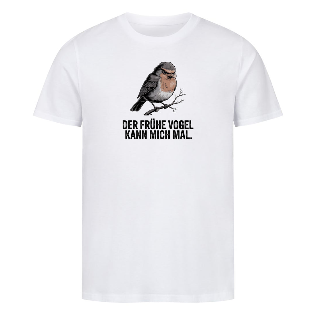 T-Shirt Frühe Vogel Spatz, Motivansicht