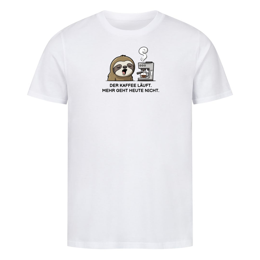 T-Shirt Der Kaffee läuft Faultier, Motivansicht